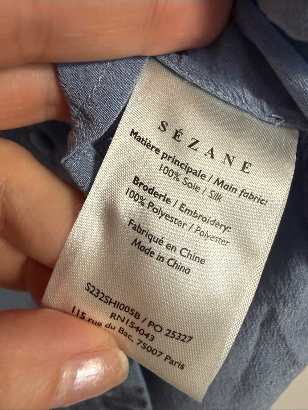 Sezane Chlo Silk Blouse in Vintage Blue Sz 36/S/4 - Picture 6 of 8